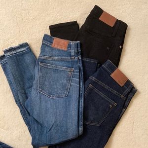 3 pairs Madewell high rise skinny jeans